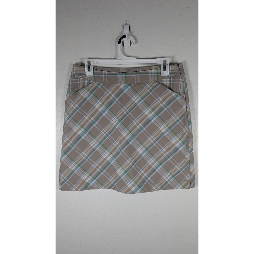 Callaway Skort Womens 6 Beige Plaid Golf Athletic Stretch Pockets Lined Shorts